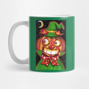 Smiling Pumpkin Man Wearing Green Hat Mug